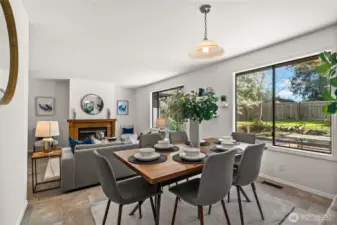 Windows in nearly every room offer tranquil views of the surrounding landscape.