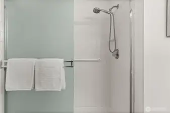 Convenient walk-in shower in the Primary Bathroom.