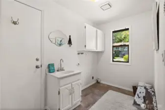 Laundry Room with a sink - and access to the garage.