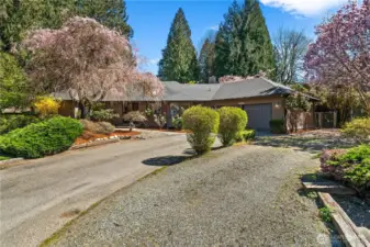 An additional driveway affords a place for more vehicle parking or recreation vehicles along the side of the house.