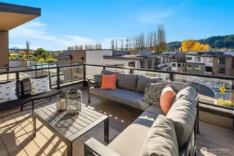 View of Mount Rainier from rooftop deck