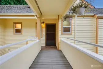 Breezeway from garage to front door.