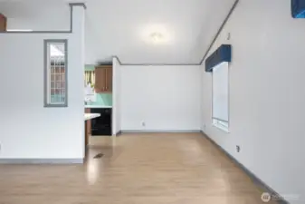 Dining space- room for a buffet or side table.