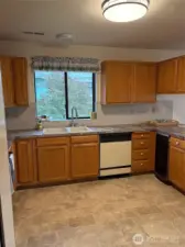 Kitchen and window to outside.