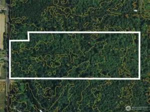Property lines in white are approximate.