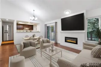 Spacious Living Room w/New Electric Fireplace *Photo is Virtually Staged*
