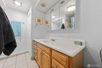 Full bath in the rental unit. Currently tenant occupied.