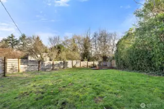 Fully fenced large back yard.