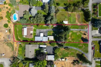 Red lines show both parcels included in sale.  Red lines are approximate.  Not a survey