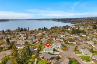 On a clear day you can see Mt Baker looking this direction (north)
