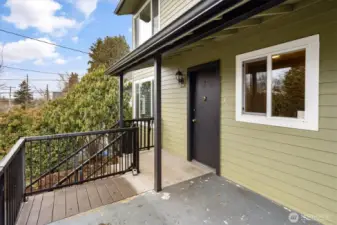 Front door and view-facing porch