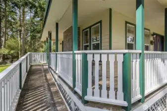 Lower wrap around deck also features a ramp for easy access.
