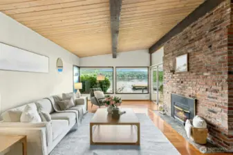 Brick fireplace