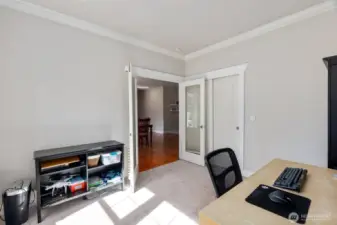 Another angle of the office, with french doors leading to the entry and dining room