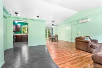 This floor plan really works! Space to move around and allow you to have comfortable furniture without feel cramped.  Great spaces for relaxing and larger social gatherings.