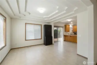 Stunning cofered ceiling in formal dining area.