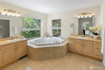 Primary Bath, Dual Basins, Plus Dual Walk-In Closets, Shower, and Water Closet