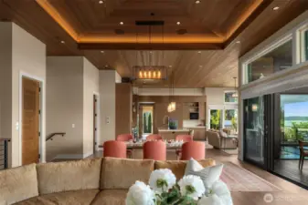From living toward kitchen, with elevator on your left.