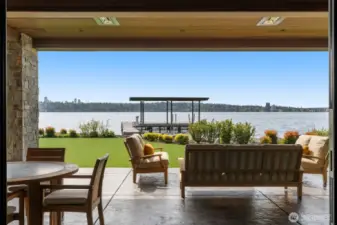 The custom built dock is just steps from the lower level across the turf lawn - there is nothing to do here but enjoy!