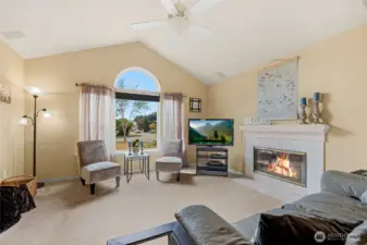 Living room with gas fireplace!