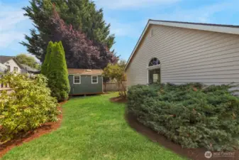 Fully fenced backyard.