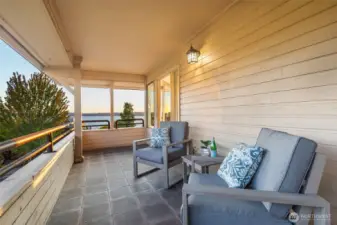 South side covered patio with gorgeous lake views