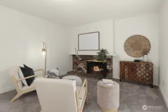 Wood fireplace to keep you warm in the colder months.