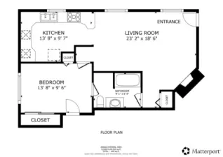 One bedroom floorplan.