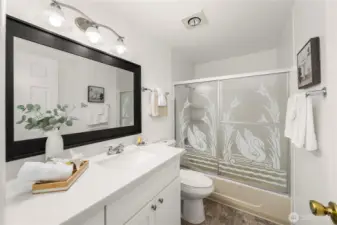 A full bath upstairs