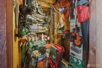 Additional storage area located inside the detached garage.