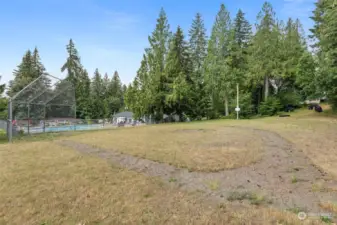 Baseball field by the pool