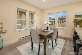 The dining room is a welcoming space that sets the stage for shared meals and memorable gatherings.