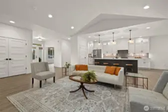 Open-concept kitchen and living