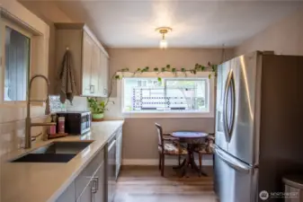 Eating nook in kitchen perfect for a bistro table