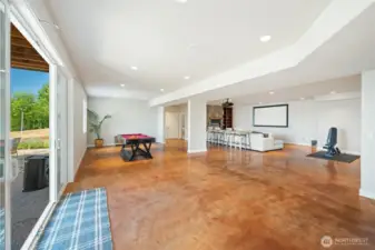 Radiant heated concrete floors throughout lower level.