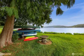 Community kayak/paddleboard storage located at North Point Beach.