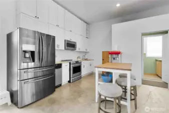 Garage with full kitchen and 3/4 bathroom