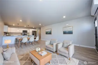 Virtually staged living room & dining room