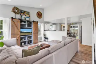 Cozy, open living space connected seamlessly to the kitchen.