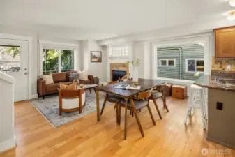 Open and inviting floor plan on main with maple hardwoods.