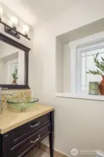 Powder room on main.