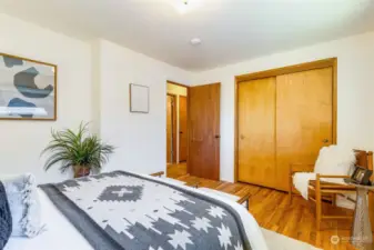 Double closets and hardwood floors