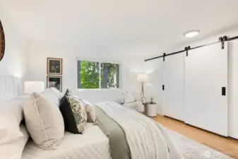 Extra spacious closet with designer hardware