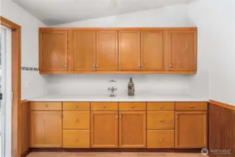 Beautiful buffet area in the kitchen comes with plenty of storage!