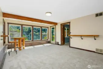 Rec room with a separate entrance and views of the lake