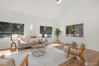 The living area is super light & bright with vaulted ceilings and plenty of windows.