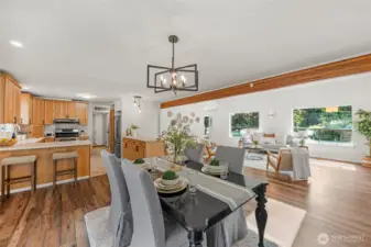 This shows the layout of the entire open living space on the main floor.