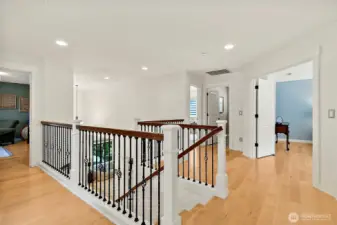 Upper level landing open to the lower level.