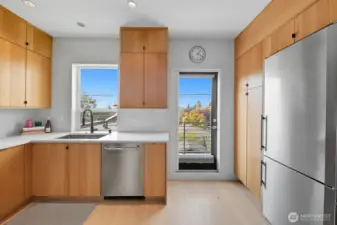 Door to the deck off of kitchen.