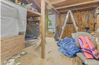 Storage shed with loft storage